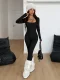 SC Solid Color Long Sleeve Jumpsuit YWXS-K25L1403