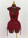 SC Sexy Backless Halterneck Top Bikini Skirt Three Piece Set GXIY-K25L1928