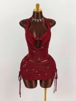 SC Sexy Backless Halterneck Top Bikini Skirt Three Piece Set GXIY-K25L1928