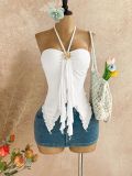 SC Solid Color Halterneck Mesh Tank Top GXIY-K26L2270