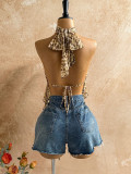 SC Leopard Print Backless Mesh Irregular Tank Top GXIY-K26L2307