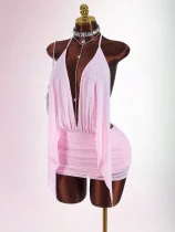 SC Mesh Backless See Through Mini Dress GXIY-K25L1871