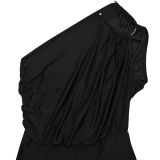 SC Slash Shoulder Solid Color Loose Jumpsuit BY-7578