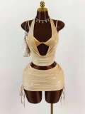 SC Sexy Backless Halterneck Top Bikini Skirt Three Piece Set GXIY-K25L1928