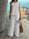 SC Loose O Neck Sleeveless Top Pants 2 Piece Set GZEY-K26290150