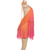 SC Gradient Color Haltenreck Backless Mini Dress DLSF-K6D04121A