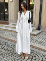 SC V Neck Long Sleeve Maxi Dress GZEY-K26230055