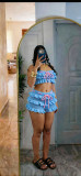 SC Casual Ruffles Knits Tie Up Beach 2 Piece Shorts Set CM-60412
