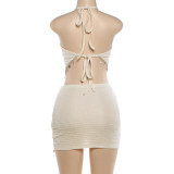 SC Sexy Backless Tie Up Vest Two Piece Skirts Set XEF-K6S05465A