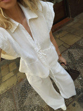 SC Solid Color Loose Short Sleeve Two Piece Pants Set GZEY-K26291002