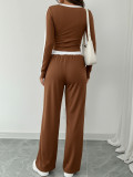 SC Long Sleeve Loose Color Block Pants Suit HNIF-MC003