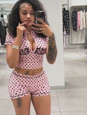 SC Letter Print Polka Dot Sport Short Suit GBGF-9020