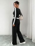 SC Long Sleeve Loose Color Block Pants Suit HNIF-MC003