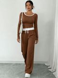 SC Long Sleeve Loose Color Block Pants Suit HNIF-MC003