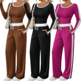 SC Long Sleeve Loose Color Block Pants Suit HNIF-MC003