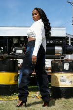 SC Plus Size Starry Blue Graffiti Print Straight Jeans GYLN-0063