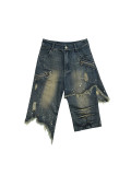 SC Fashion Irregular Raw Edge Fifth Jeans GYLN-7237