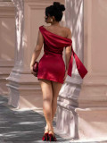 SC Solid Color Tie Up Zipper Mini Dress MIL-L335