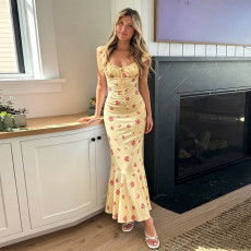 SC Floral  Print Square Neck Maxi Dress GPKJ-MR48484