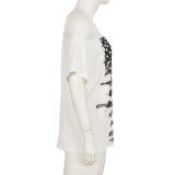 SC Star Print Off Shoulder T Shirts GPKJ-MR48585