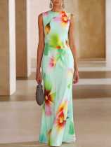 SC Print Sleeveless Slim Maxi Dress XHSY-BQ7045
