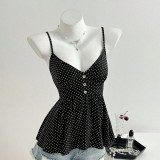 SC V Neck Polka Dot Sling Tank Tops GYXN-73917