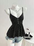 SC V Neck Polka Dot Sling Tank Tops GYXN-73917