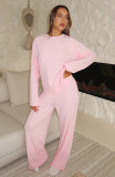 SC Solid Color Long Sleeve Lounge Wear Pants Suit SSNF-211517
