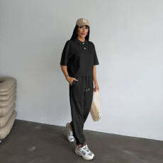 SC Solid Color Short Sleeve Two Piece Pants Set SSNF-211480