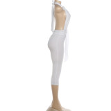 SC Solid Color Tie Up Backless Ronper XEF-K6Q06471A