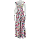 SC Print Sleeveless Ruched Maxi Dress GJYO-JD305105