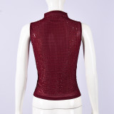 SC Mesh Hot Drill Sleeveless Top GFRT-51973TBF