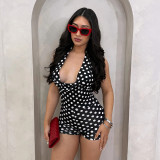 SC Backless Polka Dot Halterneck Romper GDSF-D26RP106