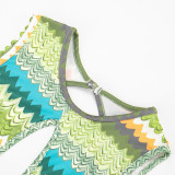 SC Colorful Print Halterneck Backless Seventh Jumpsuit GDSF-J26JP123