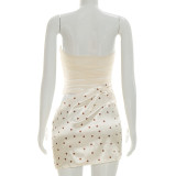 SC Polka Dots Print Patchwork Tube Top Dress GSZM-C26DS122