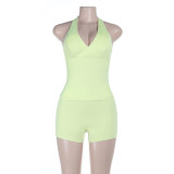 SC Solid Color Backless Tank Top Sport Short Suit SUM-JY26011MHO