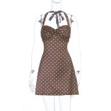 SC Polka Dots Print Halterneck Mini Dress SUM-YL26112PFO