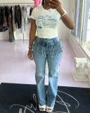 SC Loose Tassel Washed Jeans HMS-5597