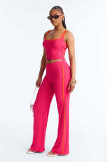 SC Contrast Color Tank Tops Two PIece Pants Set YD-8859