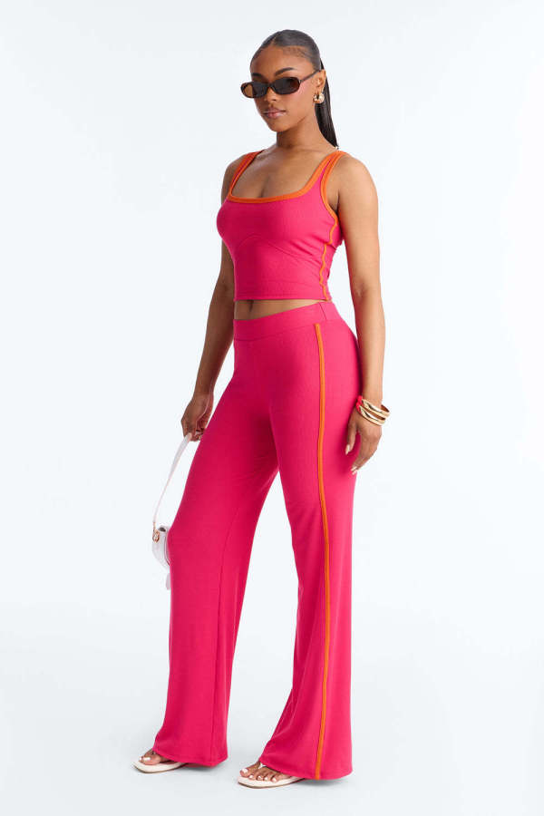 SC Contrast Color Tank Tops Two PIece Pants Set YD-8859