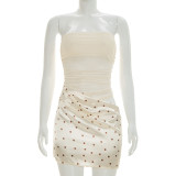 SC Polka Dots Print Patchwork Tube Top Dress GSZM-C26DS122