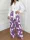 SC Lapel Long Sleeve Shirt Print Pants 2 Piece Set GYLY-11090