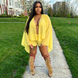 SC Chiffon Hollow Out Flare Sleeve Two Piece Shorts Set GSZM-D26ST103