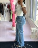 SC Loose Tassel Washed Jeans HMS-5597