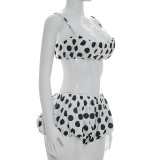 SC Polka Dot Print Sling Top Flower Bud Shorts Suit GSZM-D26ST085