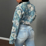 SC Print Long Sleeve Cardigan Jackets GFRT-42286TBG