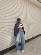 SC Casual Tie Up Washed Straight Jeans GYLN-0172