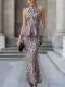 SC Leopard Print Sleeveless Two PIece Skirts Set XHSY-BT7040