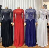 SC Mesh Long Sleeve Ruched Maxi Dress GMYU-11203