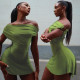 SC One Shoulder Solid Color Mini Dress GFRT-42135DBG